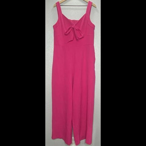 Julia Jordan Pink Bow Jumpsuit Size 16 - Picture 2 of 10